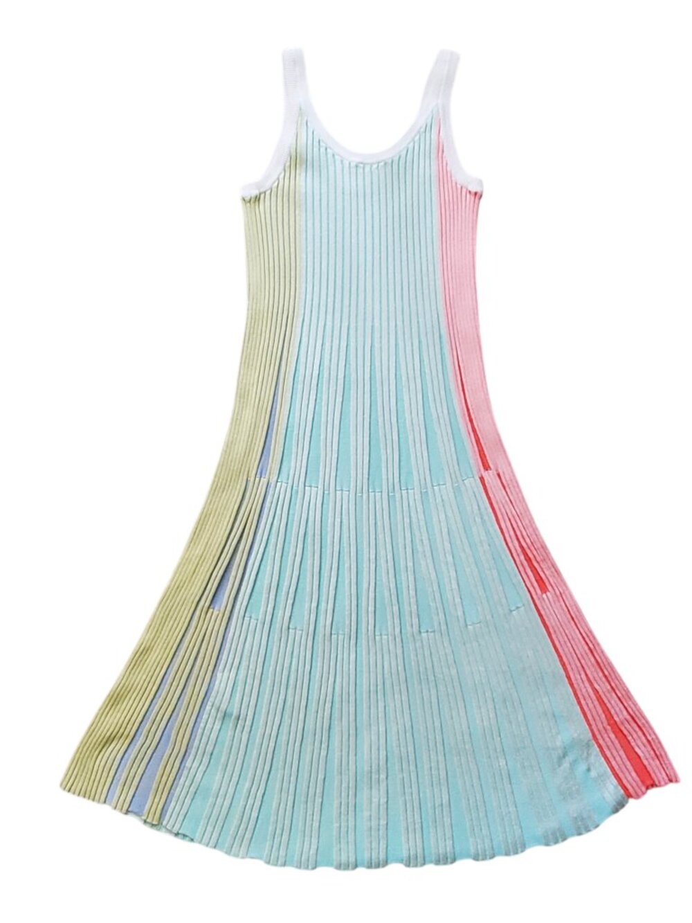 Kenzo Women's Multi-Color Pleated Geometric Ribbed Fitted Dress - Small - Picture 4 of 6